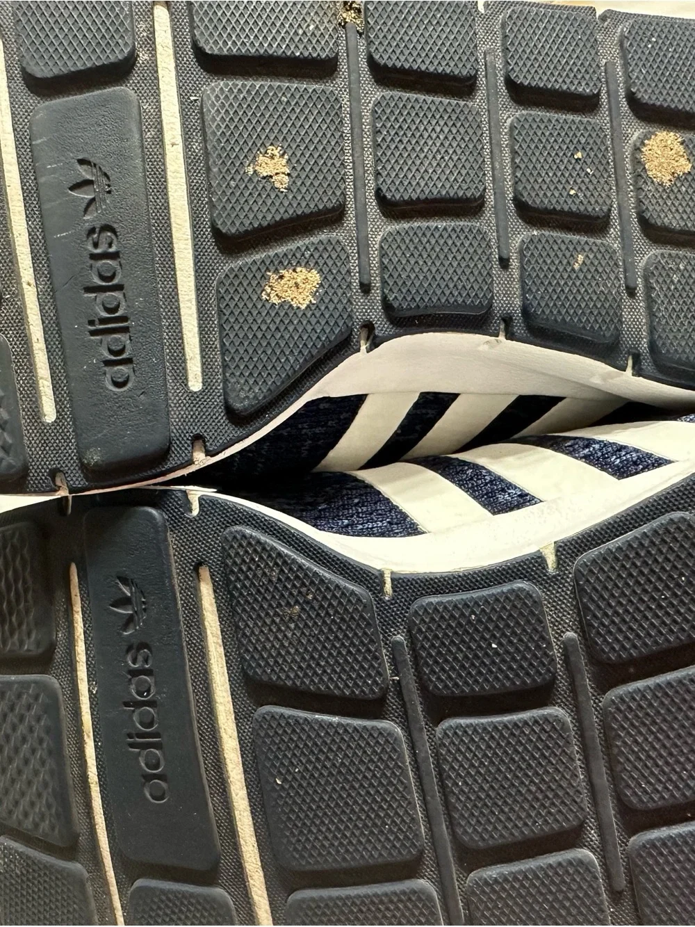 adidas Kids Navy Knit Lace-Up Sneakers with White Stripe Detail